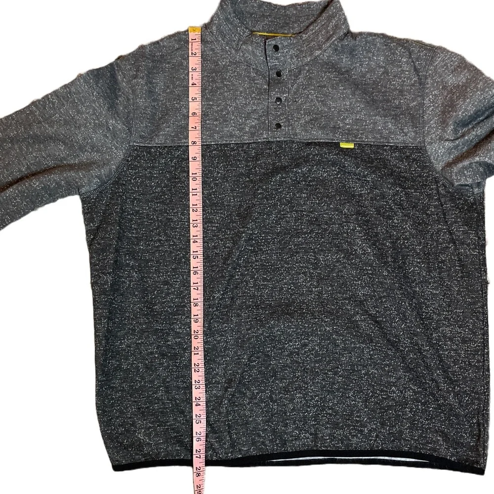 Hawke & Co Gray & Black Fleece Lined Snap Neck Pullover Sweater